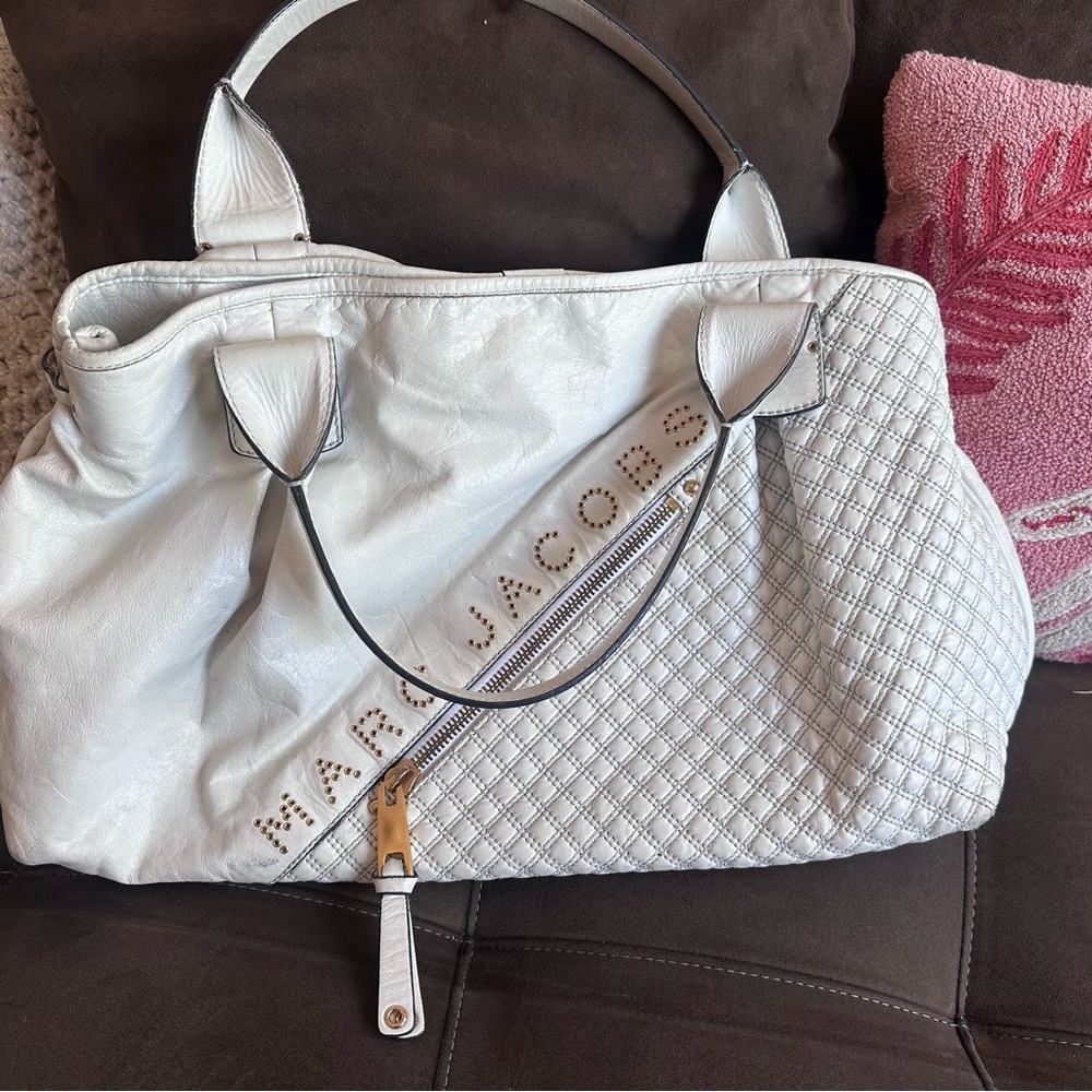 Marc Jacobs White Quilted Leather Satchel